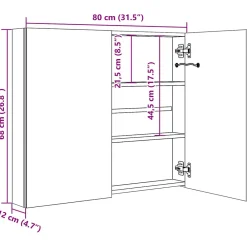 Meuble Wc|zmh Armoire de salle de bain à miroir LED Blanc brillant 80x12x68cm