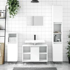 zmh Armoire de salle de bain blanc 80x33x60 cm bois d'ingénierie