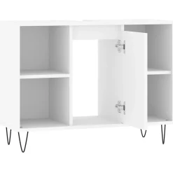 zmh Armoire de salle de bain blanc 80x33x60 cm bois d'ingénierie