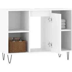 zmh Armoire de salle de bain blanc 80x33x60 cm bois d'ingénierie