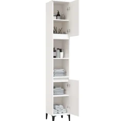 zmh Armoire de salle de bain blanc 30x30x190 cm bois d'ingénierie