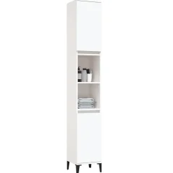 zmh Armoire de salle de bain blanc 30x30x190 cm bois d'ingénierie