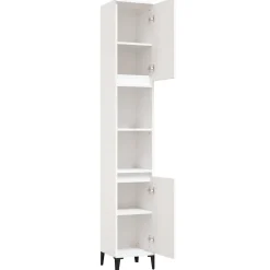 zmh Armoire de salle de bain blanc 30x30x190 cm bois d'ingénierie