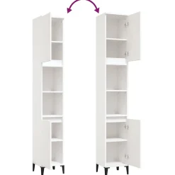 zmh Armoire de salle de bain blanc 30x30x190 cm bois d'ingénierie