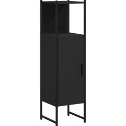 zmh Armoire de salle de bain noir 33x33x120,5 cm bois d'ingénierie