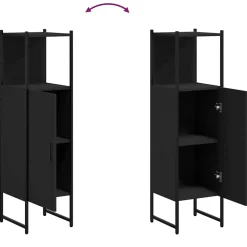 zmh Armoire de salle de bain noir 33x33x120,5 cm bois d'ingénierie