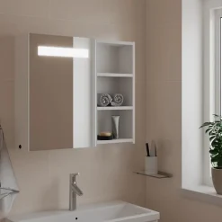Meuble Wc|zmh Armoire de salle de bain à miroir avec LED blanc 60x13x52 cm