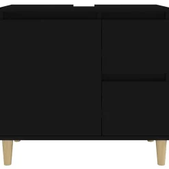 zmh Armoire de salle de bain noir 65x33x60 cm bois d'ingénierie