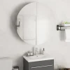 zmh Armoire de salle de bain miroir rond et LED Blanc 54x54x17,5 cm