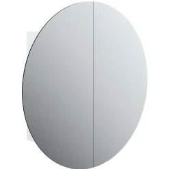 zmh Armoire de salle de bain miroir rond et LED Blanc 54x54x17,5 cm