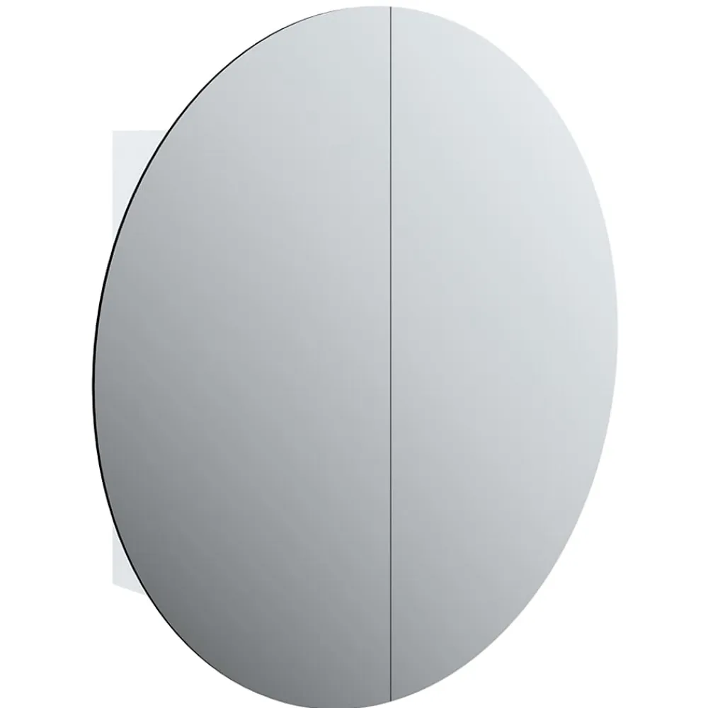 zmh Armoire de salle de bain miroir rond et LED Blanc 54x54x17,5 cm