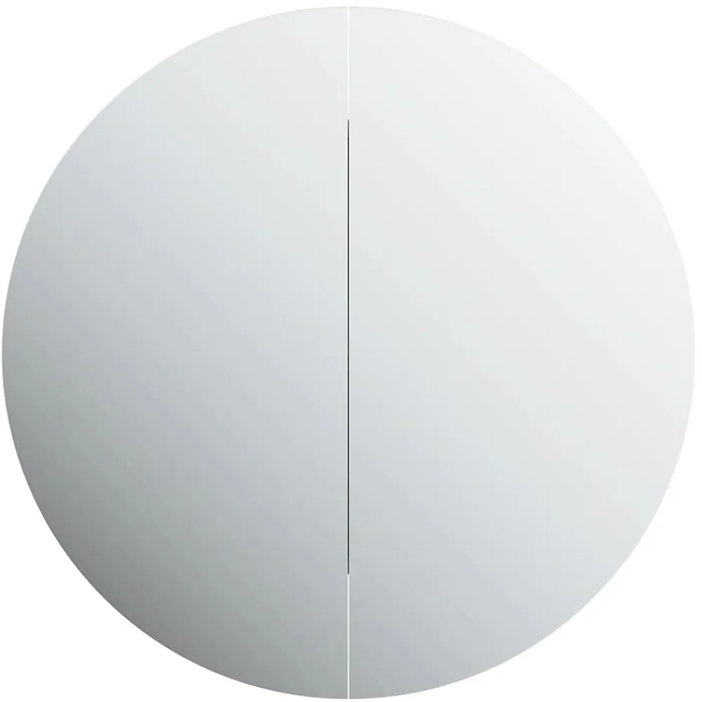 zmh Armoire de salle de bain miroir rond et LED Blanc 54x54x17,5 cm
