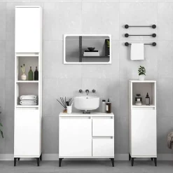 Meuble Wc|zmh Armoire de salle de bain blanc 65x33x60 cm bois d'ingénierie