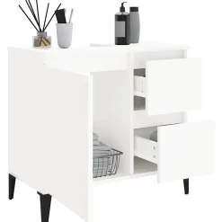 Meuble Wc|zmh Armoire de salle de bain blanc 65x33x60 cm bois d'ingénierie