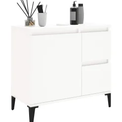 Meuble Wc|zmh Armoire de salle de bain blanc 65x33x60 cm bois d'ingénierie