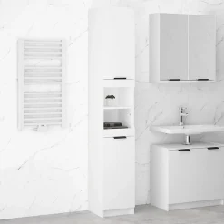 Meuble Wc|zmh Armoire de salle de bain blanc 32x34x188,5 cm bois d'ingénierie