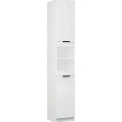 Meuble Wc|zmh Armoire de salle de bain blanc 32x34x188,5 cm bois d'ingénierie