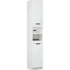 Meuble Wc|zmh Armoire de salle de bain blanc 32x34x188,5 cm bois d'ingénierie