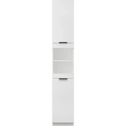 Meuble Wc|zmh Armoire de salle de bain blanc 32x34x188,5 cm bois d'ingénierie