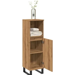 Meuble Wc|zmh Armoire de salle de bain chêne artisanal 30x30x100 cm