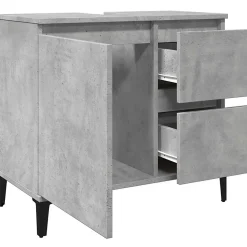 zmh Armoire d'évier gris béton 65x33x60 cm bois d'ingénierie