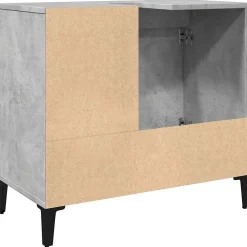 zmh Armoire d'évier gris béton 65x33x60 cm bois d'ingénierie
