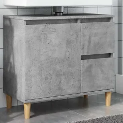 Meuble Wc|zmh Armoire d'évier gris béton 65x33x60 cm bois d'ingénierie