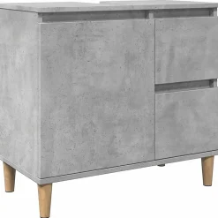 Meuble Wc|zmh Armoire d'évier gris béton 65x33x60 cm bois d'ingénierie