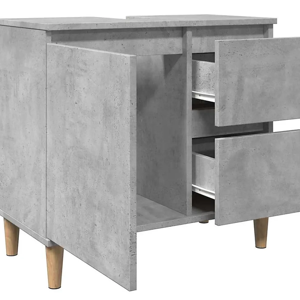Meuble Wc|zmh Armoire d'évier gris béton 65x33x60 cm bois d'ingénierie