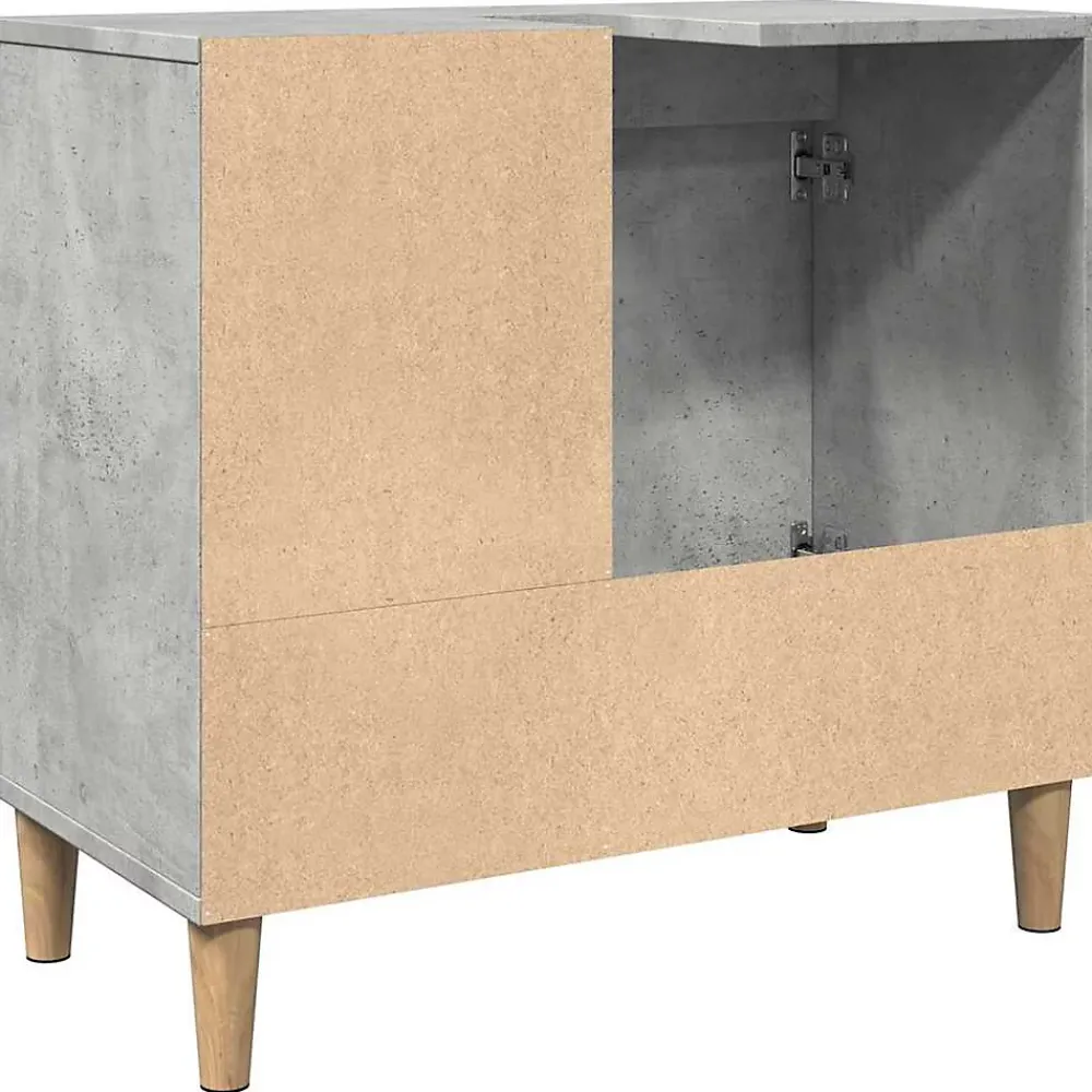 Meuble Wc|zmh Armoire d'évier gris béton 65x33x60 cm bois d'ingénierie