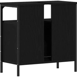 zmh Armoire lavabo de salle de bain chêne noir 60x30x60 cm