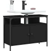 Meuble Wc|zmh Armoire lavabo de salle de bain noir 80x30x60 cm
