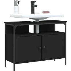 Meuble Wc|zmh Armoire lavabo de salle de bain noir 80x30x60 cm