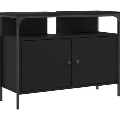 Meuble Wc|zmh Armoire lavabo de salle de bain noir 80x30x60 cm