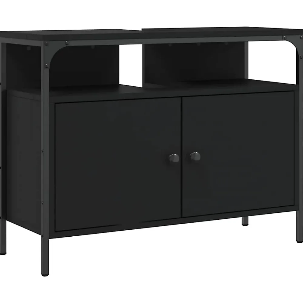 Meuble Wc|zmh Armoire lavabo de salle de bain noir 80x30x60 cm