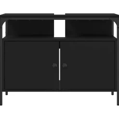 Meuble Wc|zmh Armoire lavabo de salle de bain noir 80x30x60 cm
