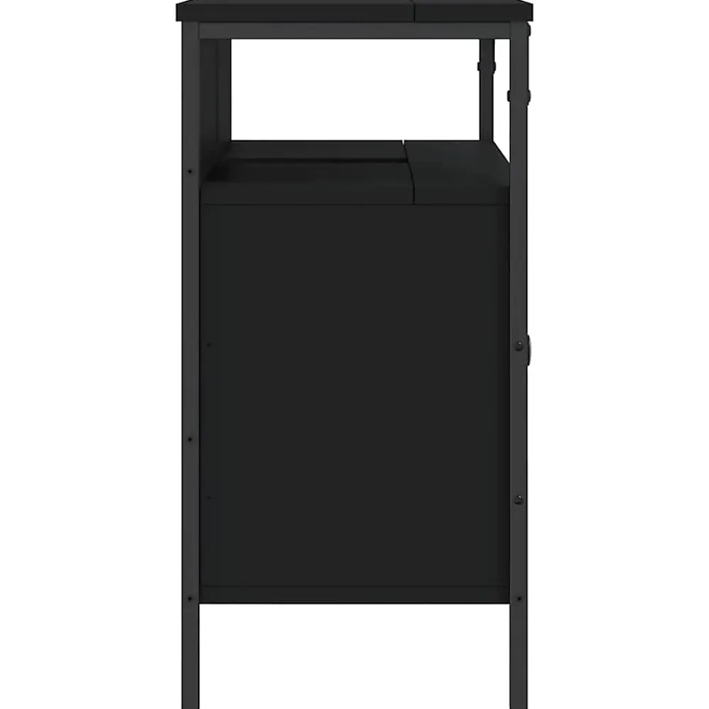 Meuble Wc|zmh Armoire lavabo de salle de bain noir 80x30x60 cm