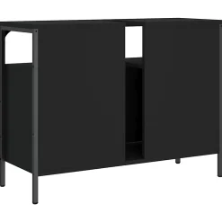 Meuble Wc|zmh Armoire lavabo de salle de bain noir 80x30x60 cm