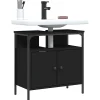 zmh Armoire lavabo de salle de bain noir 60x30x60 cm