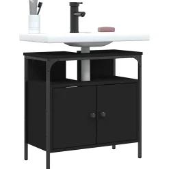 zmh Armoire lavabo de salle de bain noir 60x30x60 cm