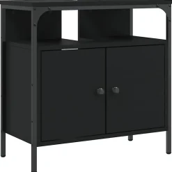 zmh Armoire lavabo de salle de bain noir 60x30x60 cm