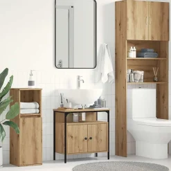 Meuble Wc|zmh Armoire lavabo de salle de bain chêne artisanal 60x30x60 cm