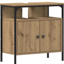 Meuble Wc|zmh Armoire lavabo de salle de bain chêne artisanal 60x30x60 cm