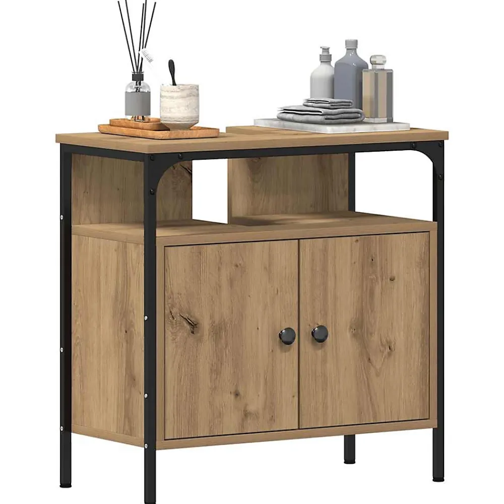 Meuble Wc|zmh Armoire lavabo de salle de bain chêne artisanal 60x30x60 cm