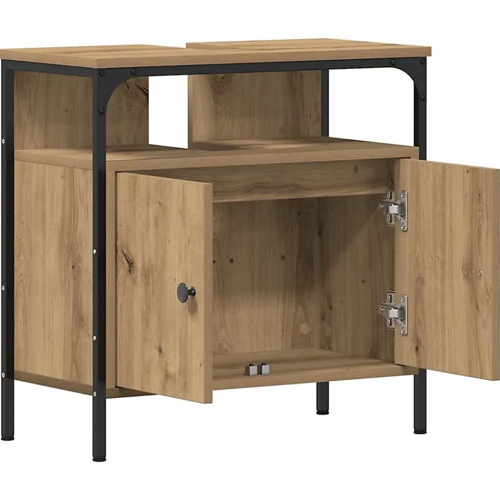 Meuble Wc|zmh Armoire lavabo de salle de bain chêne artisanal 60x30x60 cm