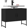 Meuble Wc|zmh Armoire lavabo de salle de bain noir 80x33x60cm bois ingénierie