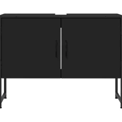 Meuble Wc|zmh Armoire lavabo de salle de bain noir 80x33x60cm bois ingénierie