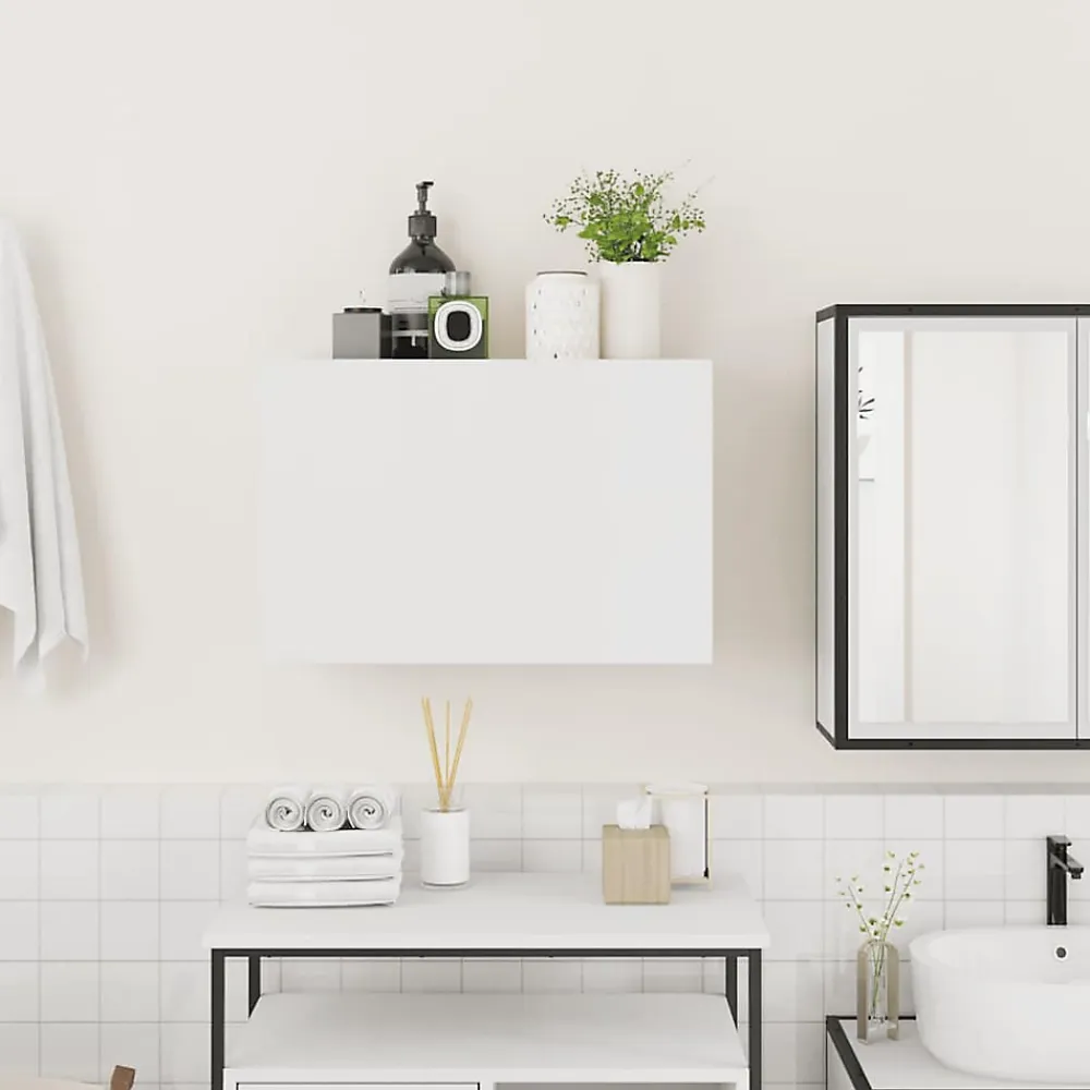 zmh Armoire murale de bain blanc 60x25x40 cm bois d'ingénierie