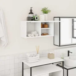zmh Armoire murale de bain blanc 60x25x30 cm bois d'ingénierie