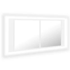 zmh Armoire salle de bain à miroir LED Blanc 100x12x45 cm Acrylique